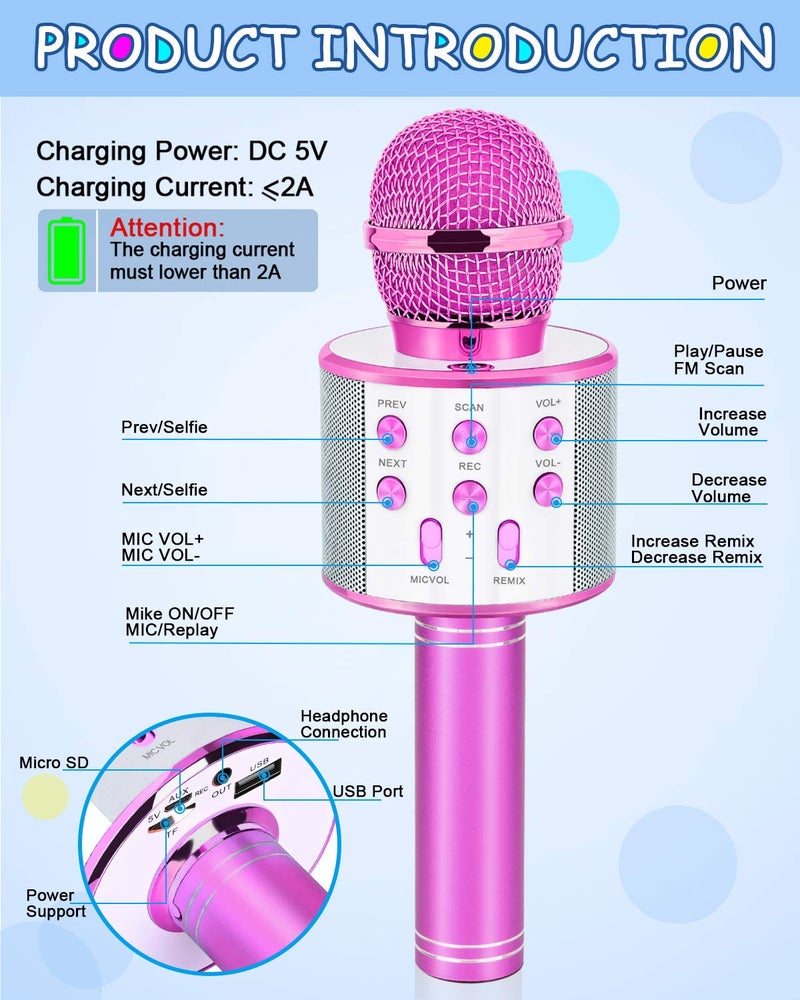Dodosky Gifts for Girls Age 4-12, Karaoke Microphone Gifts for 4 5 6 7 8 9 10 11 12 Year Old Girls Toys for 4-12 Year Old Girls Birthday Gifts for 3-10 Year Old Girl - Purple - Image 2
